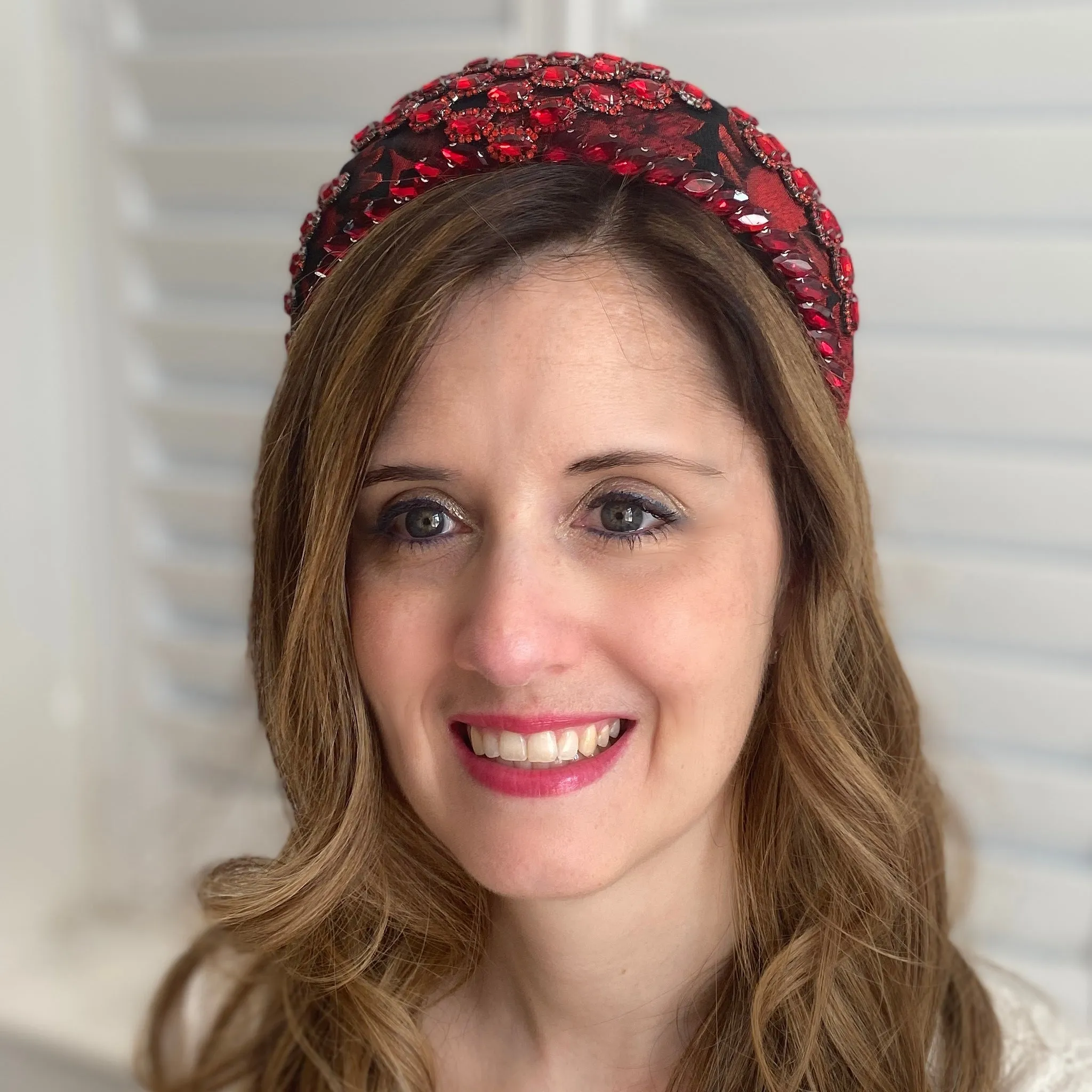 Red and Black Headpiece Wedding Headband Races Headpiece Crystal