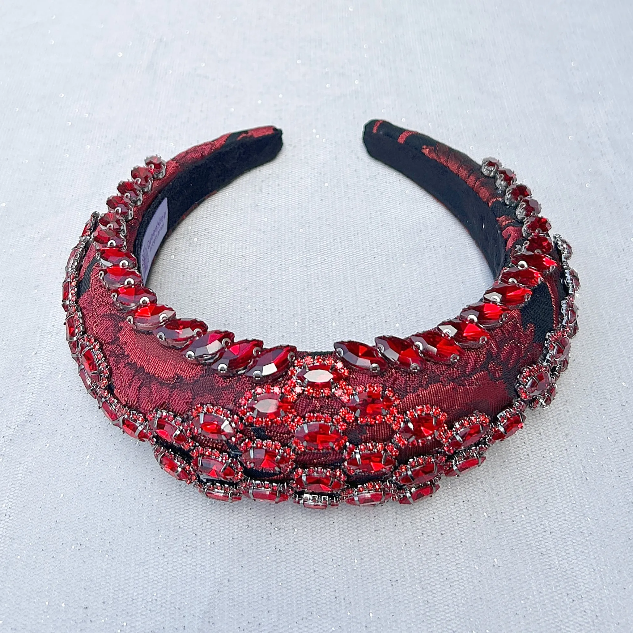 Red and Black Headpiece Wedding Headband Races Headpiece Crystal