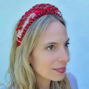 Red Headpiece Wedding Headband Races Headpiece Crystal