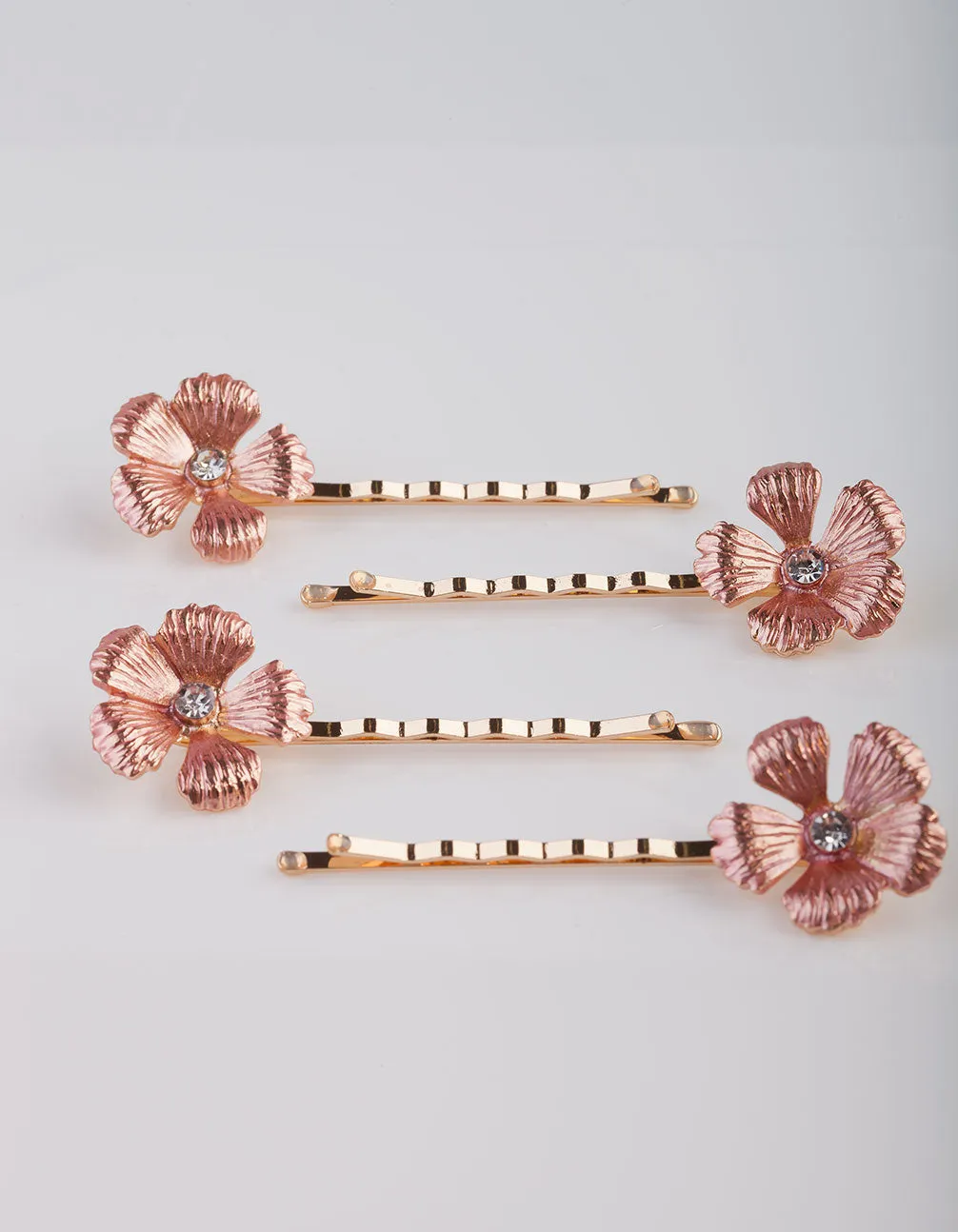 Rose Gold Daisy Hair Slide 4 Pack