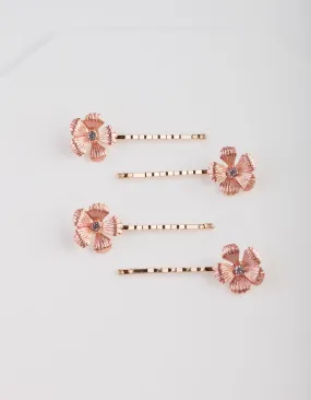 Rose Gold Daisy Hair Slide 4 Pack