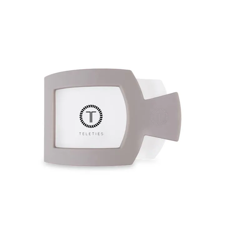 Square Medium Flat Hair Clip- Silver Flames