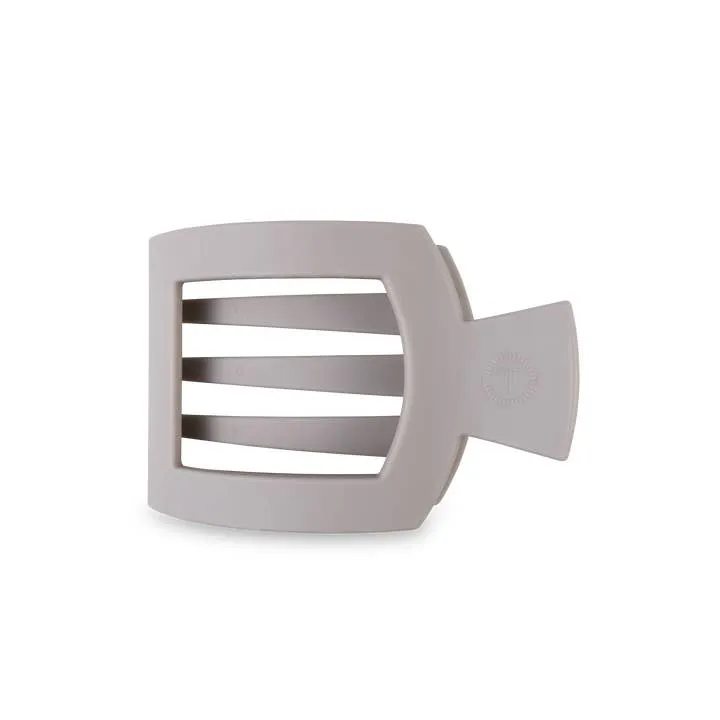 Square Medium Flat Hair Clip- Silver Flames