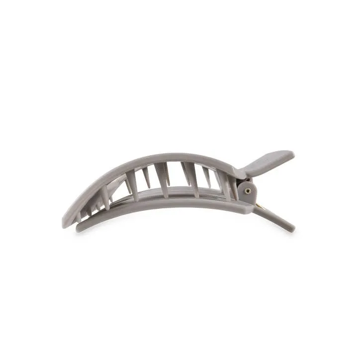 Square Medium Flat Hair Clip- Silver Flames