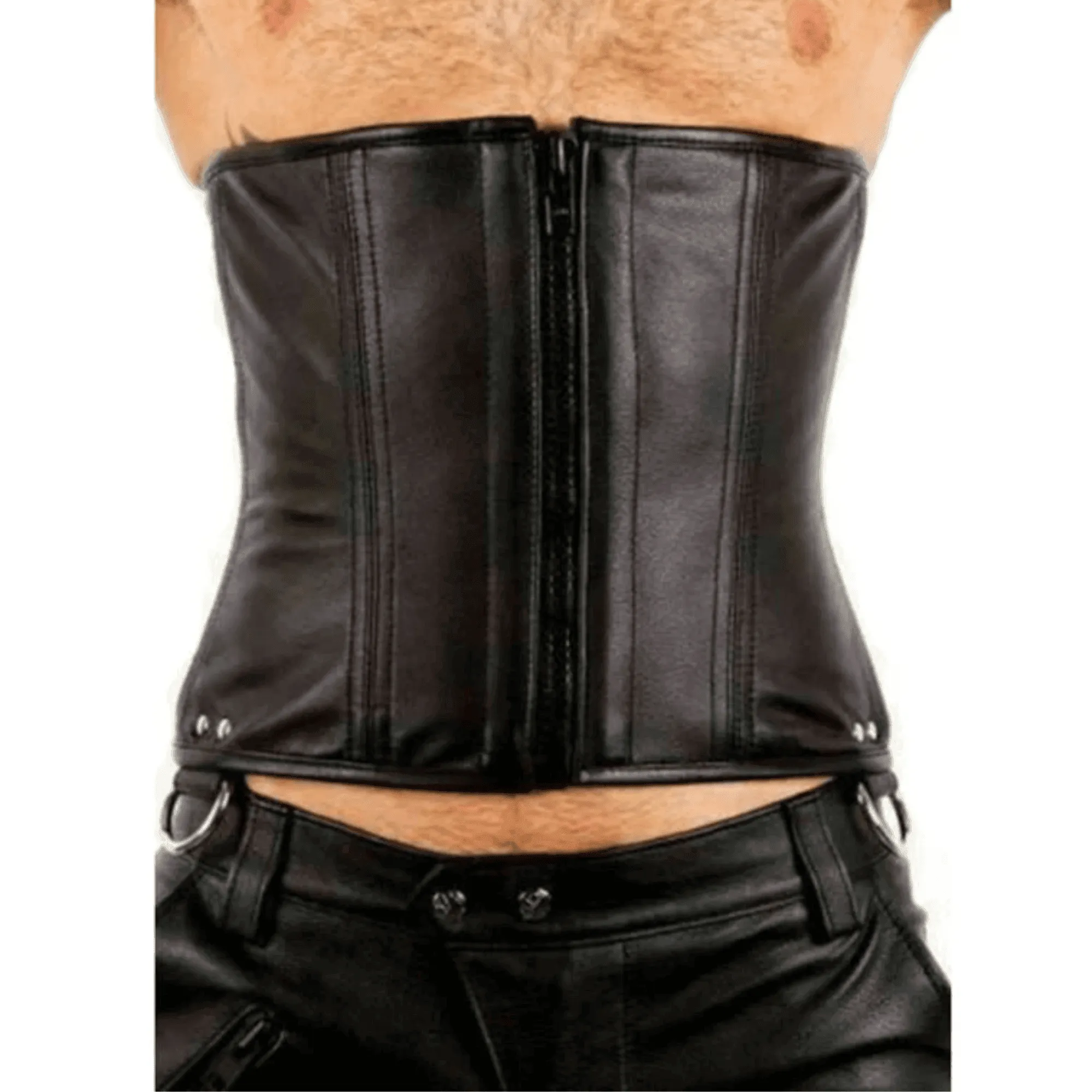 Steel Boned Leather Corset Vest for Men