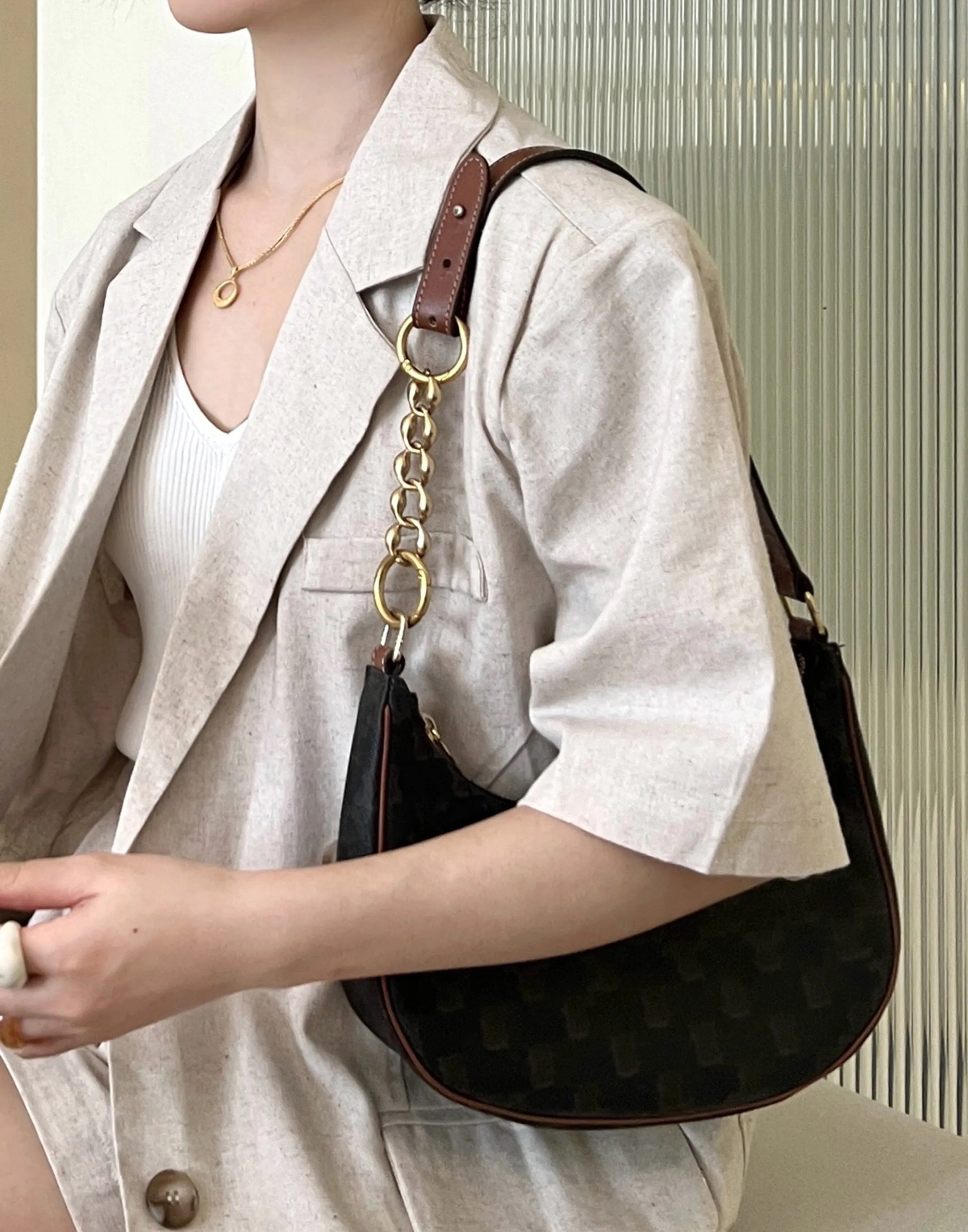Underarm bag extended chain modification extension strap accessory, 14 cm long metal material bag extension chain