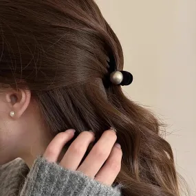 VAIGE 4.4cm Velvet Mini Pearl Hair Claw Clips - Elegant Solid Hair Accessories for Women