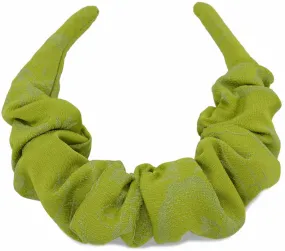 Vintage grass green kimono silk - gathered crown