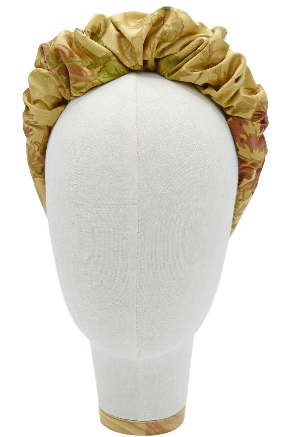 Vintage hand-printed floral silk - gathered crown headband