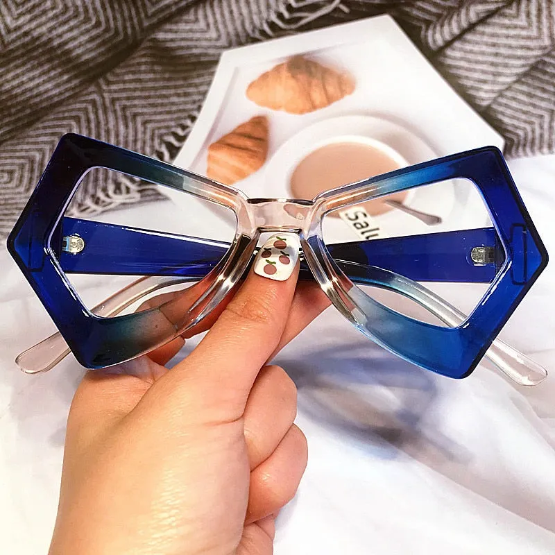 Vintage Polygon Butterfly Cat Eye Anti-blue Light Eyeglasses For Women