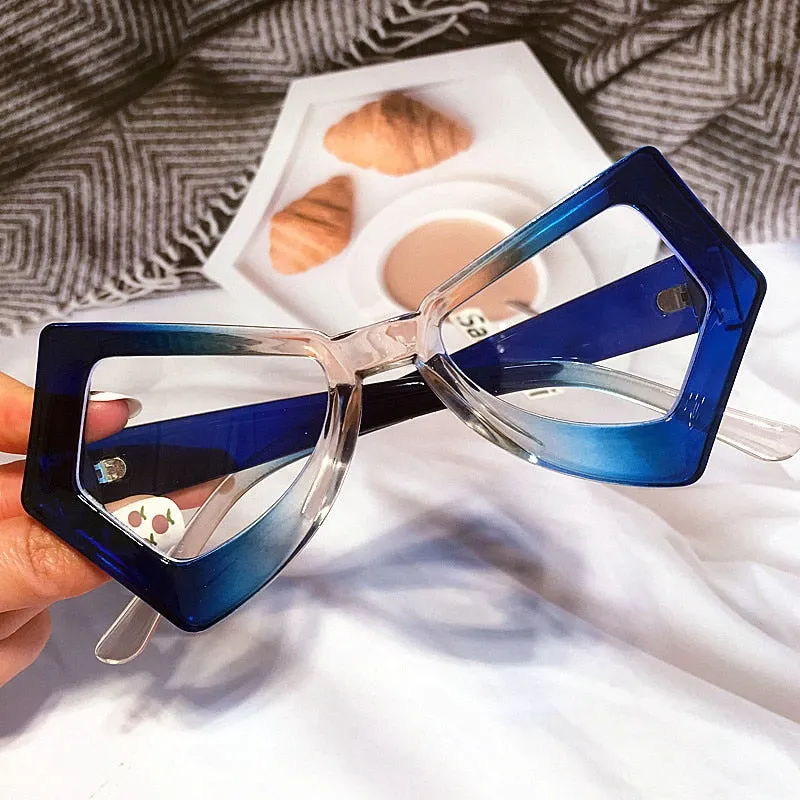 Vintage Polygon Butterfly Cat Eye Anti-blue Light Eyeglasses For Women