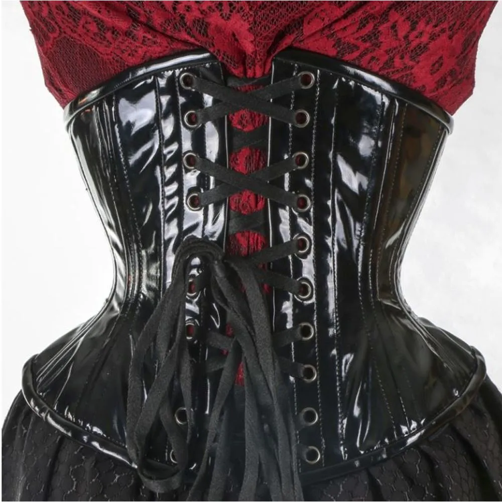 Women Vinyl Steel Boned Gothic Corset Waist Cinchers
