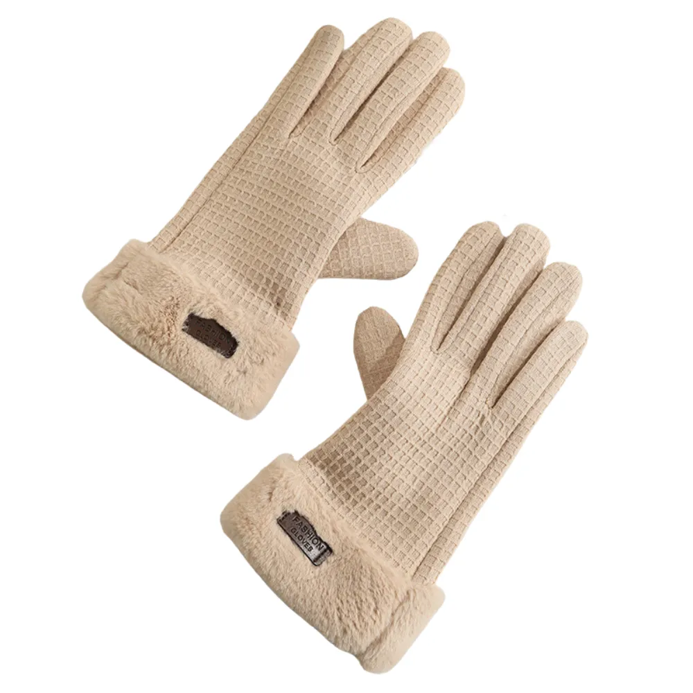Women's Warm Winter Rabbit Velvet Wind Touch Screen Gloves