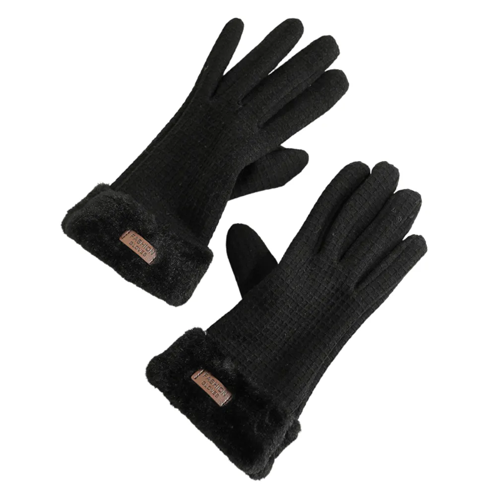 Women's Warm Winter Rabbit Velvet Wind Touch Screen Gloves